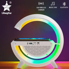 Load image into Gallery viewer, شاحن لاسلكي و مكبر صوت بلوتوث مع اضاءة متعددة الألوان