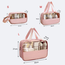 Load image into Gallery viewer, حقيبة مكياج مكونة من 3 قطع كبيرة ومتوسطة وصغيرة شفافة