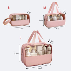 حقيبة مكياج مكونة من 3 قطع كبيرة ومتوسطة وصغيرة شفافة